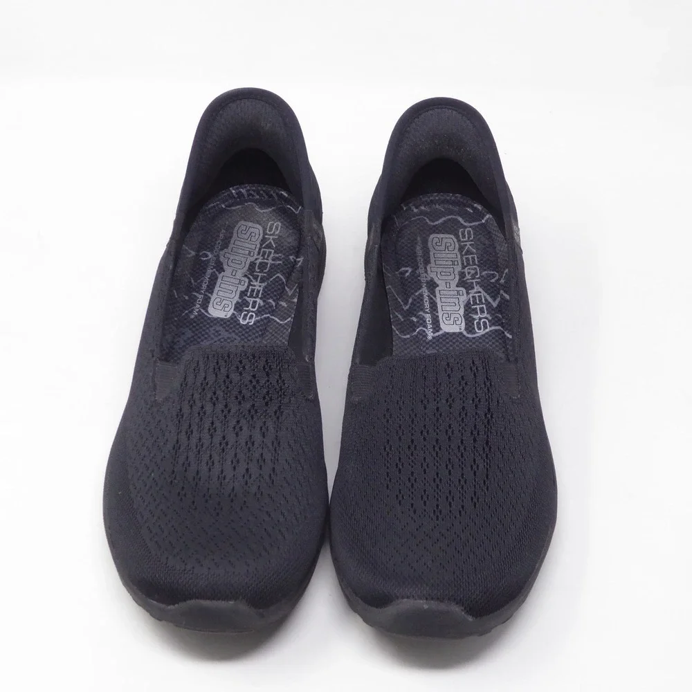 Skechers Womens Slip-Ins Reggae Fest 2.0 Walking Shoes Black Textile 7.5